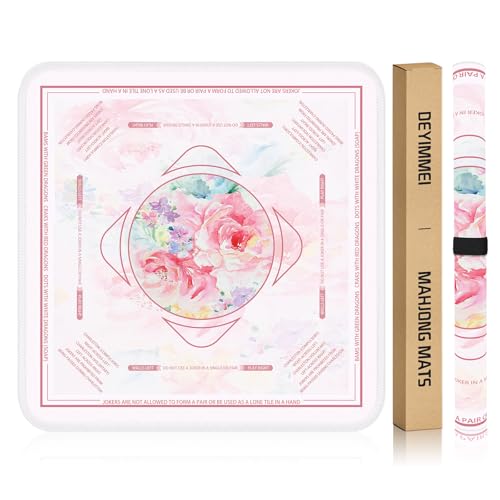 Deyimmei Neoprene Mahjong Mat for Table 315x315 NonSlip Noise Reduction Cover with Storage Pockets American Rules CreaseFree Rolled Shipping Soft Petals - Image 1