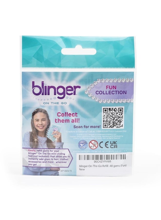 blinger On The Go Mini Refill Pack â€“ Fun | 6 Mini Discs â€“ 48 Rhinestones | Bling In Brush Out | Works with blinger Mini Hair Styling Tool (Multicolored) - Image 3