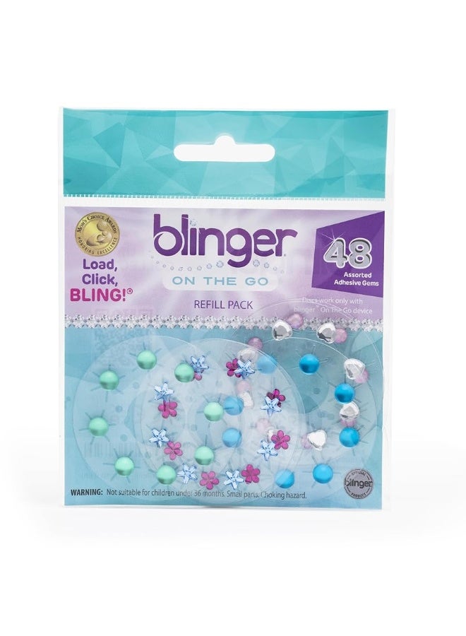 blinger On The Go Mini Refill Pack â€“ Fun | 6 Mini Discs â€“ 48 Rhinestones | Bling In Brush Out | Works with blinger Mini Hair Styling Tool (Multicolored) - Image 2