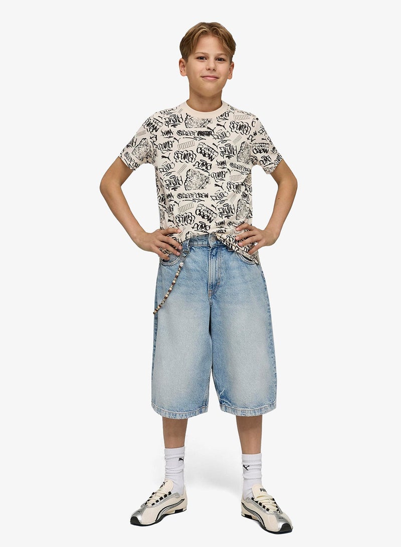 بوما تيشيرت مطبوع بالكامل بتصميم التسعينيات للشباب - Image 3