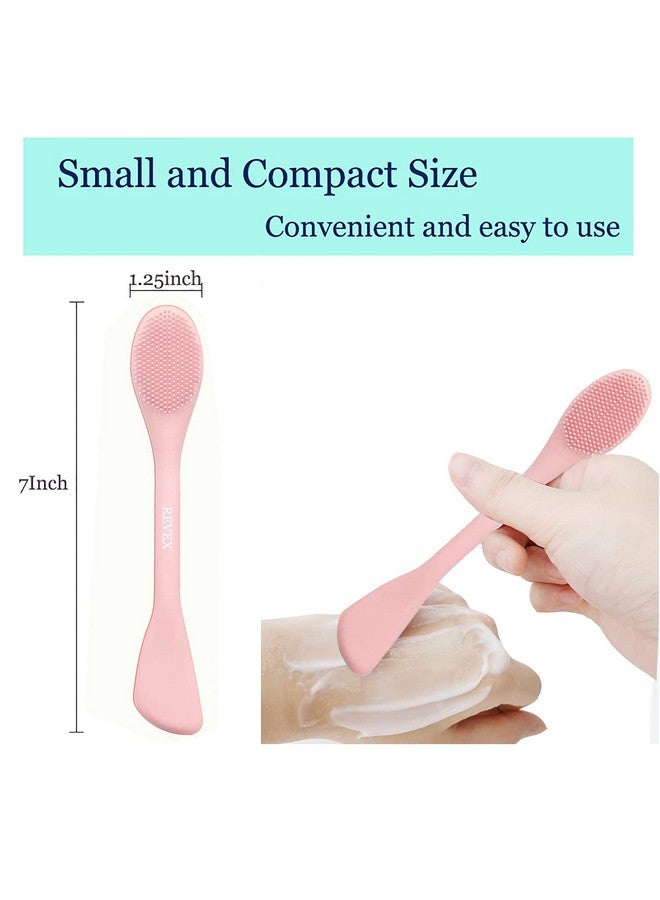 REVEX Silicone Face Mask Applicator,2Pcs Face Mask Brush,Flexible Spatula Mask Applicator Tool for Facial Mud,Facial Brushes with Bristles for Makeup Skincare Removal.(Pink+Gray) - Image 5