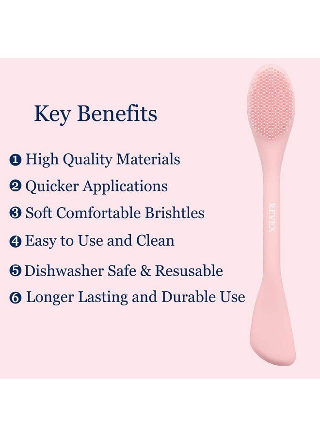 REVEX Silicone Face Mask Applicator,2Pcs Face Mask Brush,Flexible Spatula Mask Applicator Tool for Facial Mud,Facial Brushes with Bristles for Makeup Skincare Removal.(Pink+Gray) - Image 2