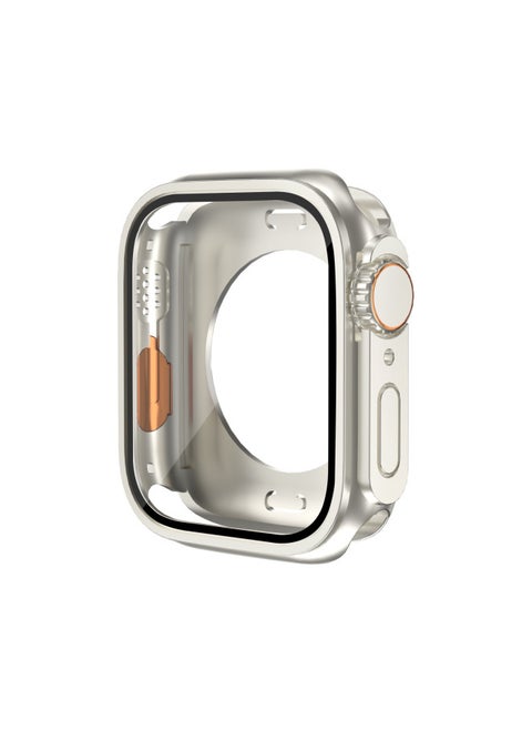 Suitable For Apple Watch Case Change Second Generation Ultra Shell Film Integrated 360 All-inclusive Protective Shell-Color:Starlight + Orange-Appearance Size:40MM (without Packaging)