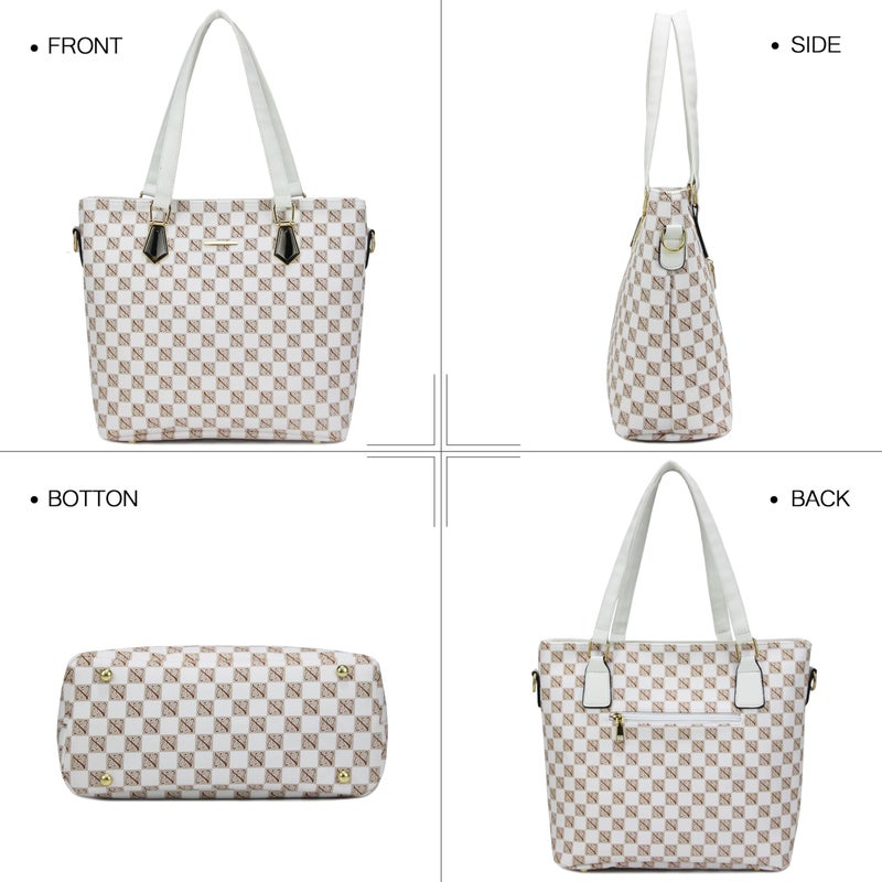 2E-youth Designer Purses and Handbags for Women Satchel Shoulder Bag Tote Top Handle Bag (5F-beige) - Image 4