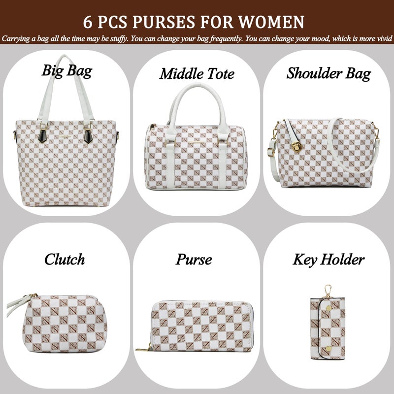2E-youth Designer Purses and Handbags for Women Satchel Shoulder Bag Tote Top Handle Bag (5F-beige) - Image 2