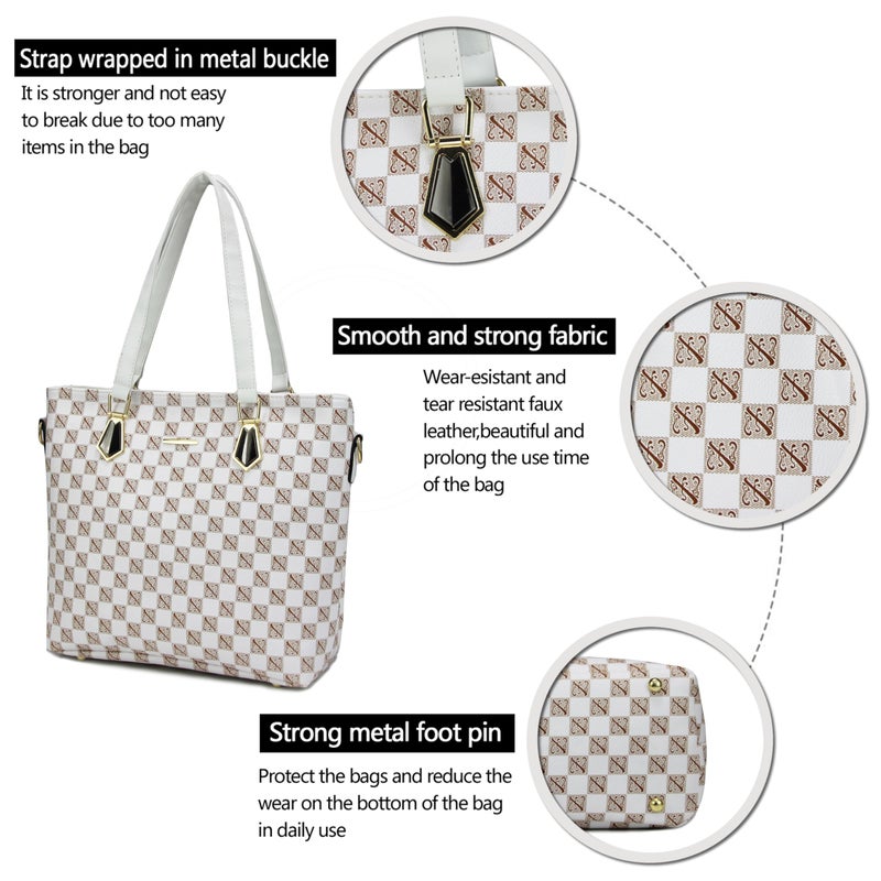 2E-youth Designer Purses and Handbags for Women Satchel Shoulder Bag Tote Top Handle Bag (5F-beige) - Image 5