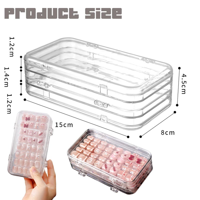 Oskrieel Tri-Fold Press On Nail Organizer Case - 4-Page Portable Storage Box for Fake Nails, Clear PET Plastic Travel Holder (6Ã—3.2Ã—1.8 inch) - Image 2