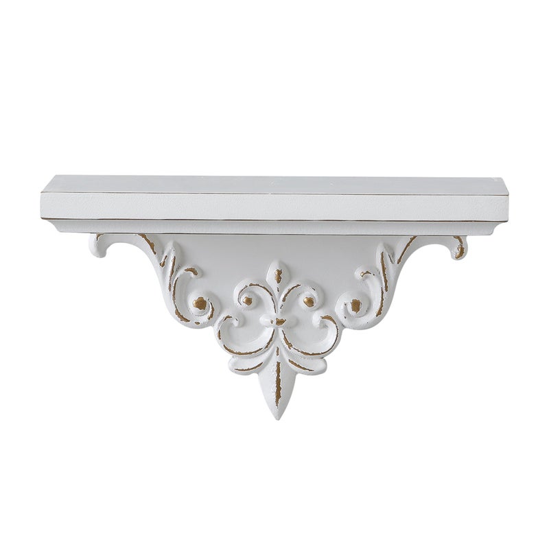 SOFE French Wooden Shelf for Wall, 14 Inch Long Floating Shelf, Vintage White Decorative Wall Shelf, Picture Ledge Shelf, Small Hanging Shelf for Kitchen, Living Room, Bathroom - Image 5
