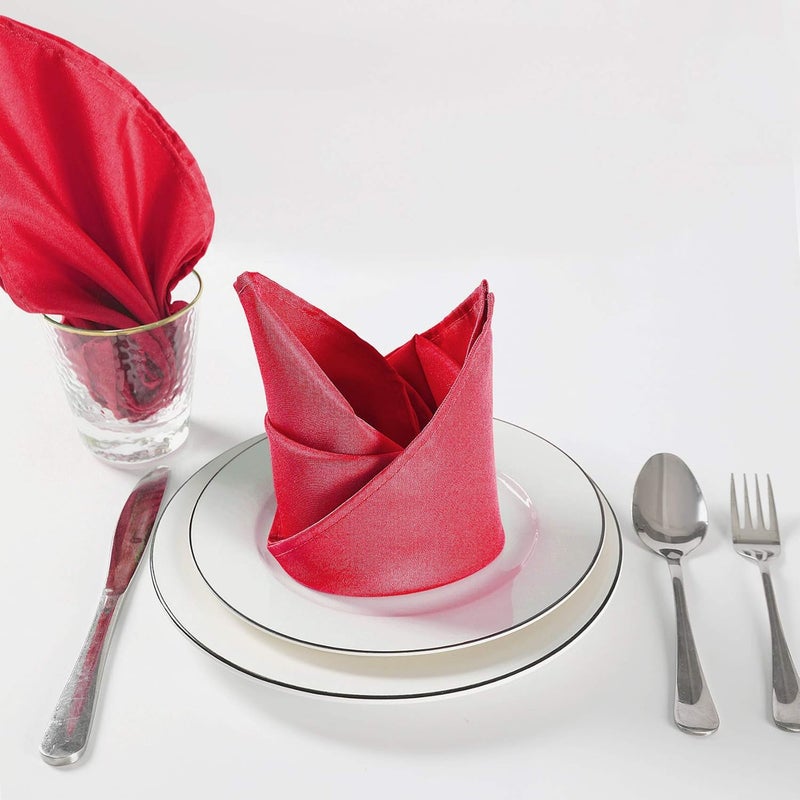 Cupuamon Cloth Napkins 20x20 inch Washable Polyester Dinner Napkins Soft Table Napkins for Wedding Party Dining BanquetRed12PCS - Image 5