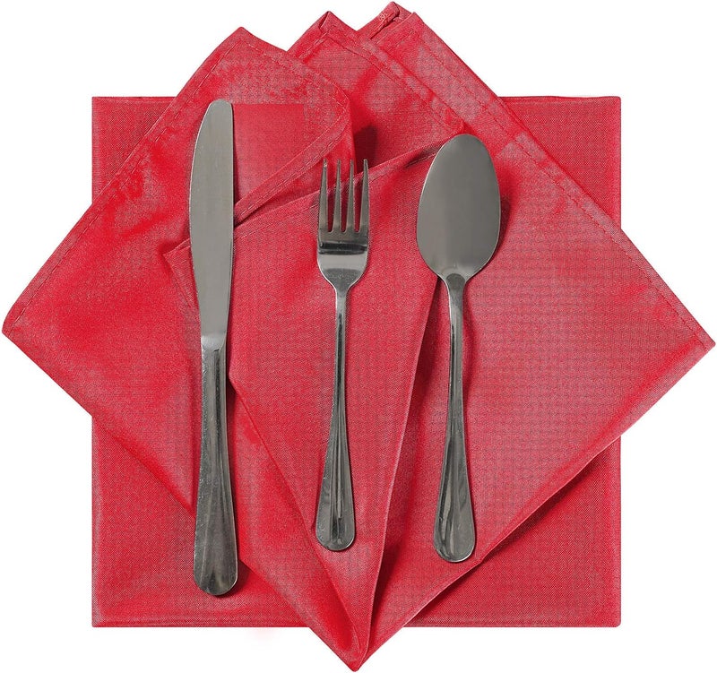 Cupuamon Cloth Napkins 20x20 inch Washable Polyester Dinner Napkins Soft Table Napkins for Wedding Party Dining BanquetRed12PCS - Image 4