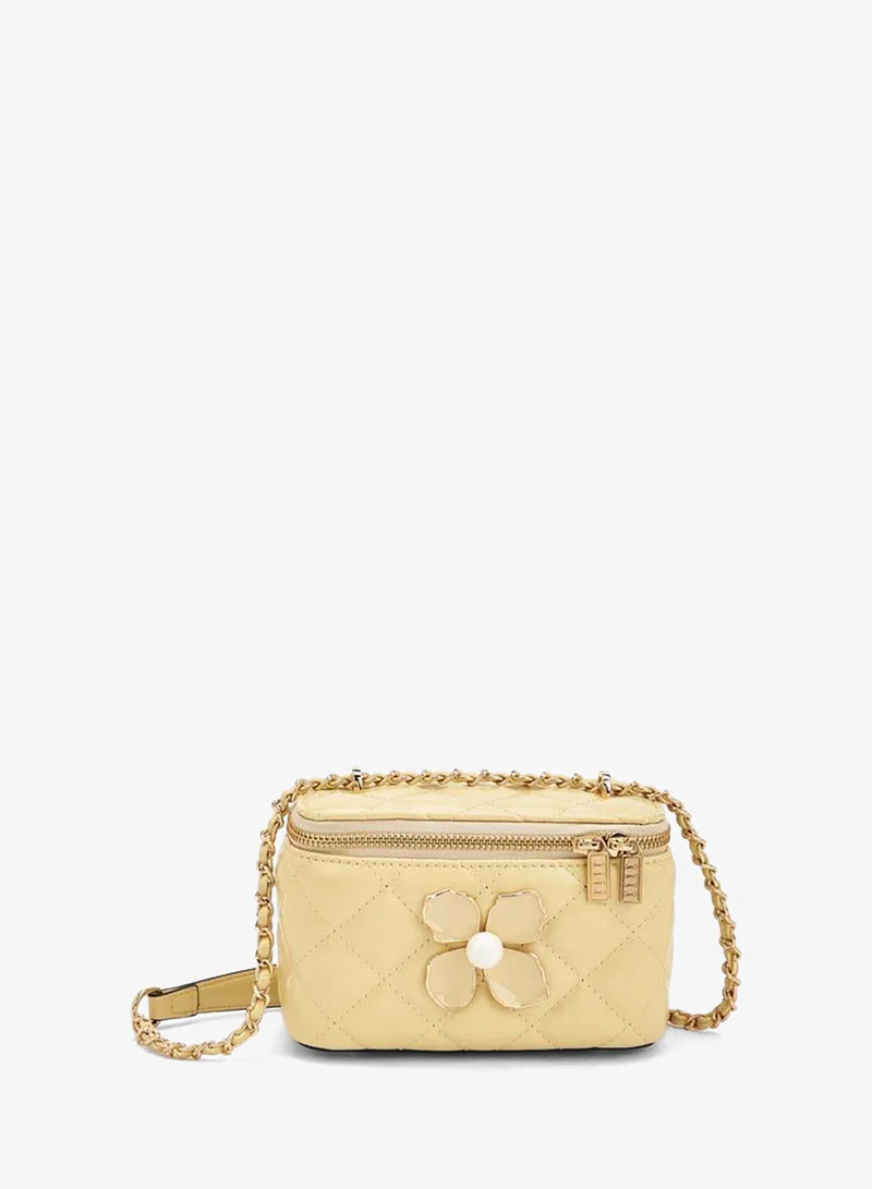 Quilted Crossbody Bag With Floral Accent Ramadan Collections