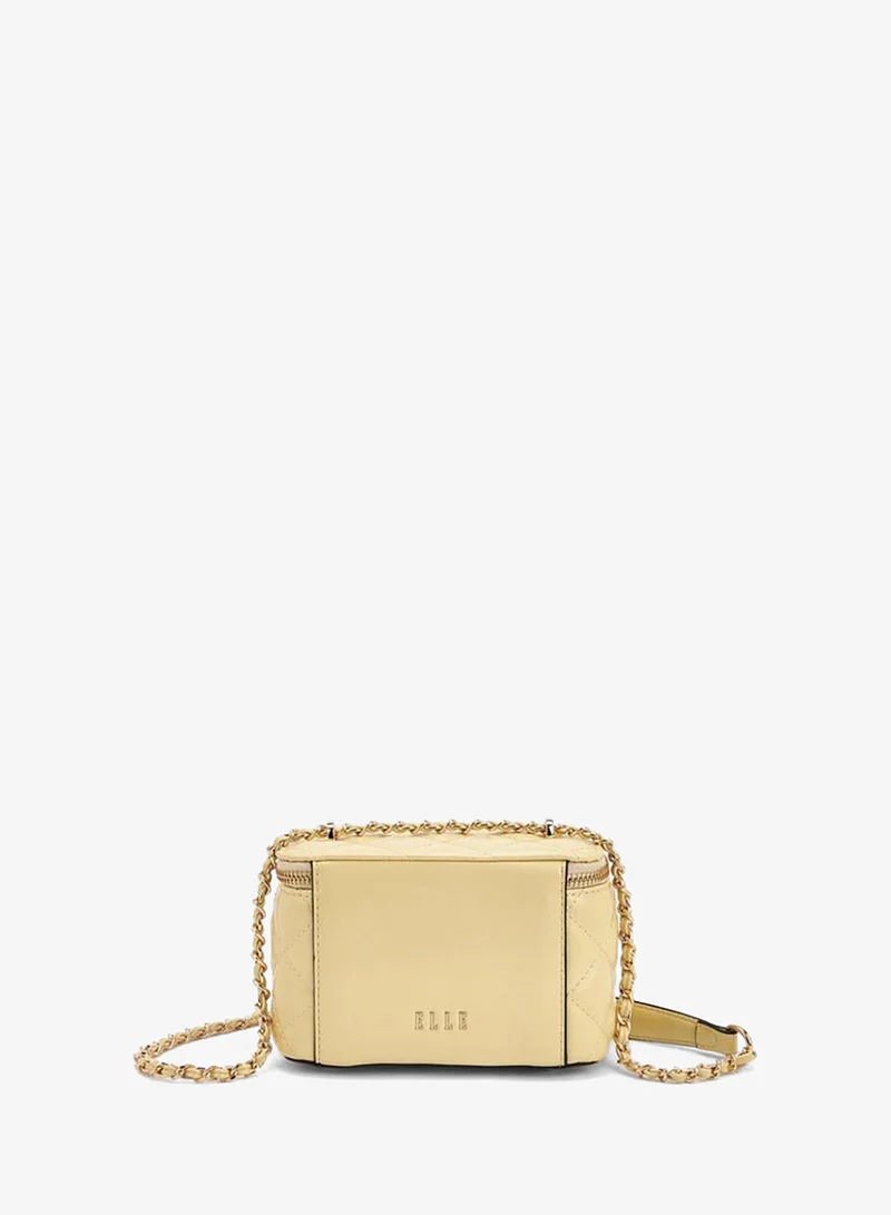 ELLE YELLOW Quilted Crossbody Bag With Floral Accent Ramadan Collections for Women | Best Price UAE