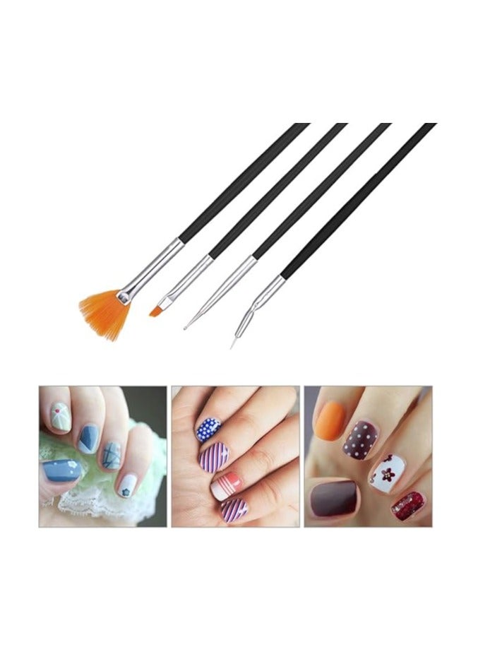 مجموعة فرش الأظافر Xinzistar المكونة من 15 قطعة من فرش إعادة بناء الجل لفن الأظافر الأكريليكي ومجموعة أدوات الرسم وقلم التنقيط (أسود) - Image 3