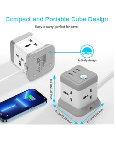 TYCOM Power Strip Surge Protector with USB + Type C, Extension Cord Flat Plug with Widely 4 Sockets and 3 USB Ports, Small Desktop Station, Compact Socket for Multi Places - Grey and White.  - Image 4
