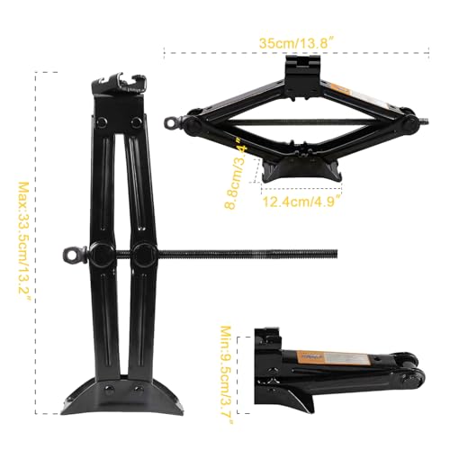 snaliobde Car Jack Kit - Scissor Jack for Car Lifting Heavy-Duty Tire Jack Tool Kit with Lug Wrench (1T) - Image 2