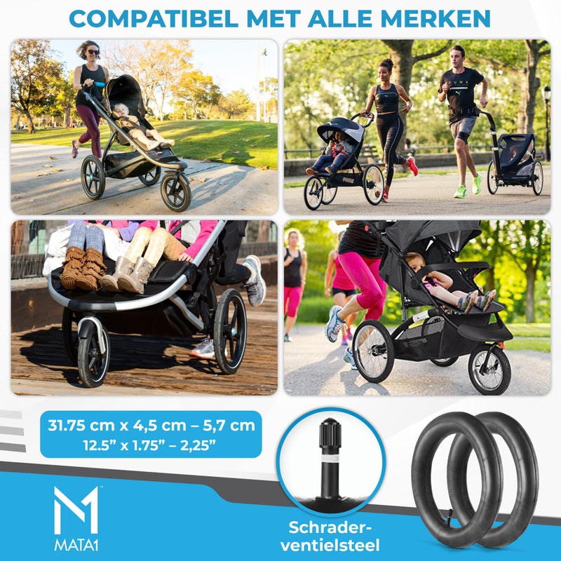 Mata1 2 Inner Tube Tire Replacements 12.5'' x 1.75/2.25 for Jogging Stroller, Compatible w/All Brands: BoB Revolution Flex/Pro/SE/SU, Graco, Go Jogging, Thule Urban Glide & More, by Mata1-USA - Image 2