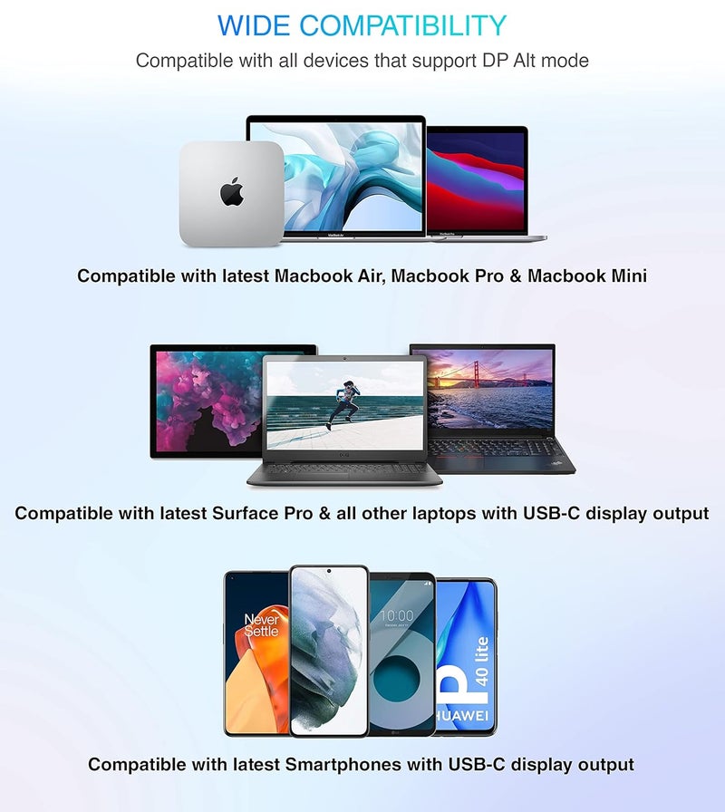 BlueRigger Premium USB C 3.1 Male to DVI-D Female Adapter (Thunderbolt 3 Compatible) for MacBook Pro 2017/18/19/20, MacBook Air/iPad Pro 2020, Surface Book 2, Note 10 and More (20 CM) - Image 3