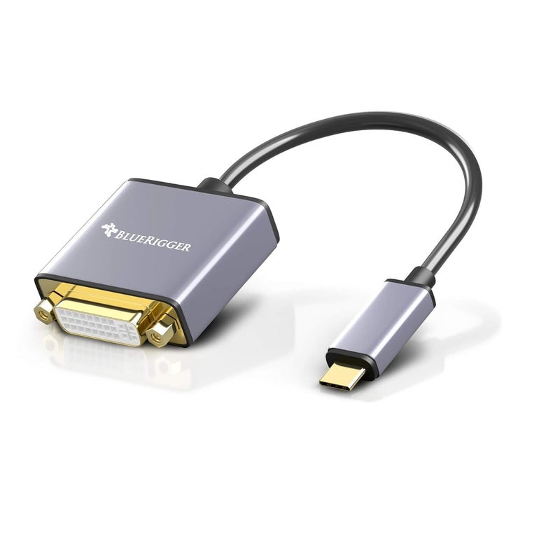BlueRigger Premium USB C 3.1 Male to DVI-D Female Adapter (Thunderbolt 3 Compatible) for MacBook Pro 2017/18/19/20, MacBook Air/iPad Pro 2020, Surface Book 2, Note 10 and More (20 CM) - Image 1