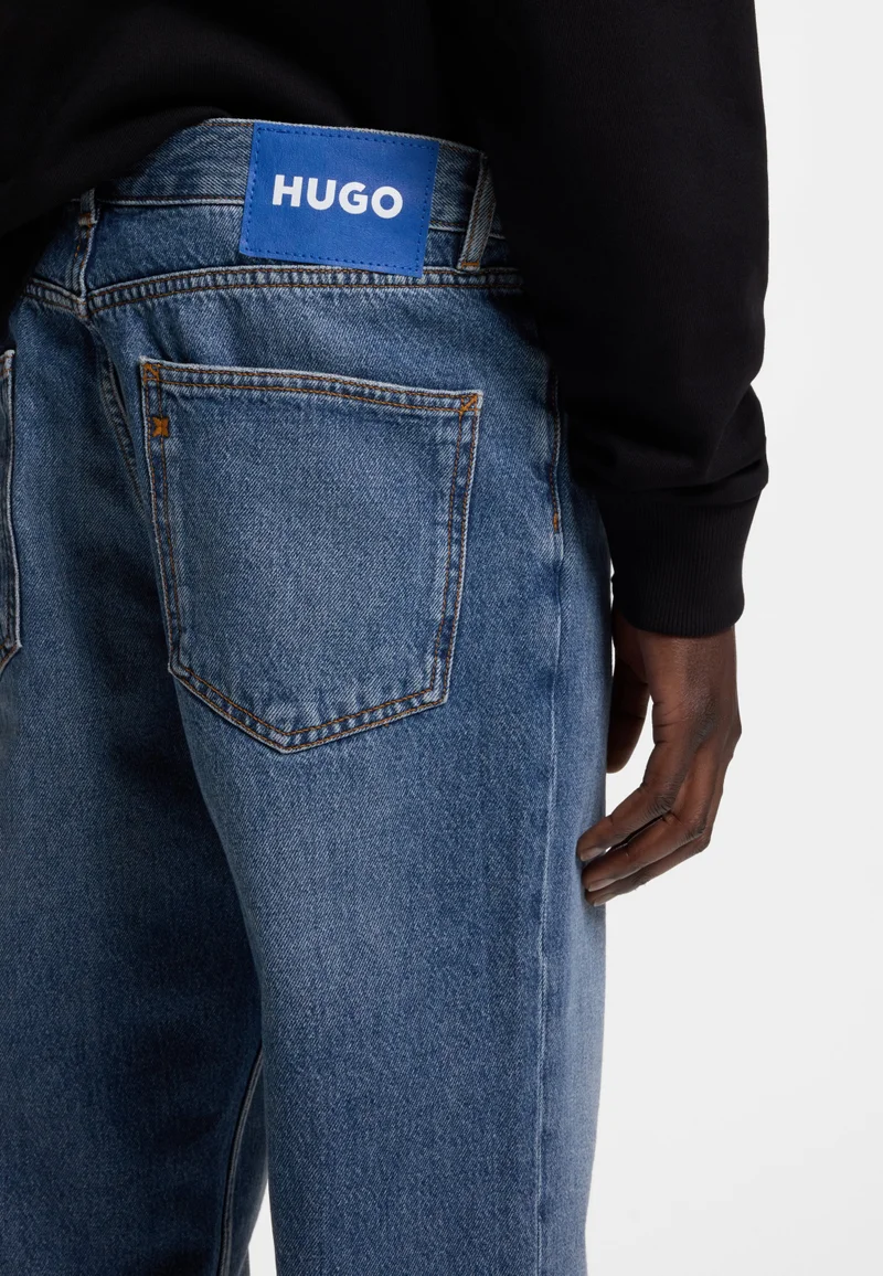 HUGO Dark Blue Regular-fit jeans in mid-blue stonewashed cotton denim for Men | Best Price UAE