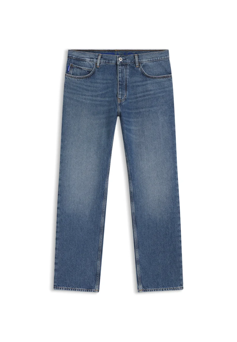 HUGO Dark Blue Regular-fit jeans in mid-blue stonewashed cotton denim for Men | Best Price UAE