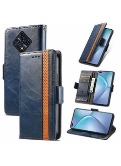 HuHa Case Cover For For Infinix Zero 8 CaseNeo Splicing Dual Magnetic Buckle Leather Case with Holder & Card Slots & Wallet(Blue) 
