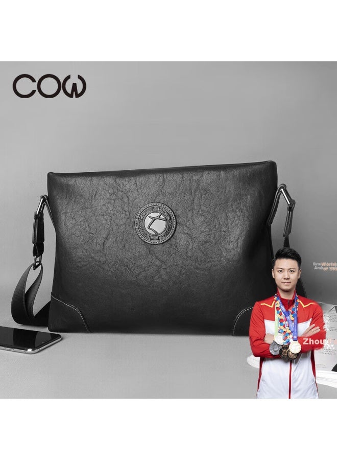 Cow Men's Business Casual Shoulder Bag Crossbody Fashion Trendy C-9808 Horizontal Style - Image 1
