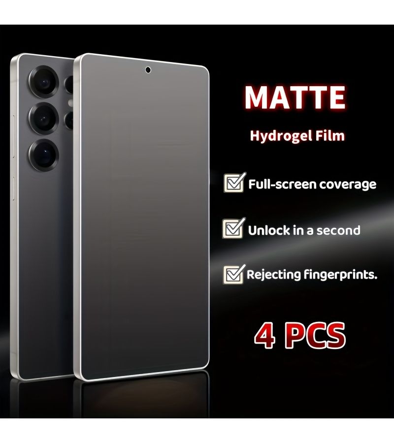 4 Pieces Matte Water Coating Flexible Protective Film For Samsung S26 Ultra Full Screen Coverage Anti Fingerprint Ultra Clear Visual Soft Film Smooth Touch