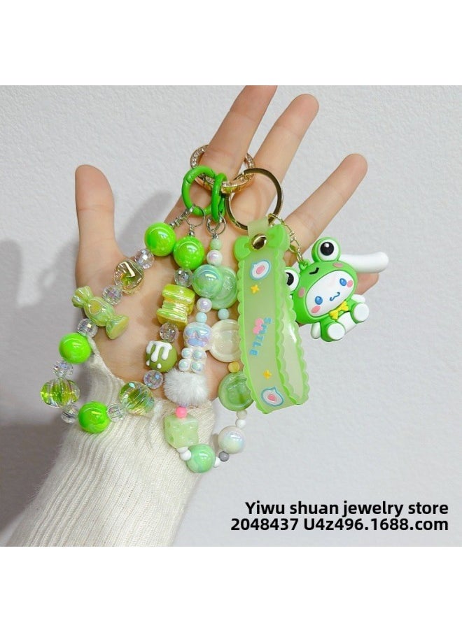 Blind Box Bag Hanging Dopamine Handmade Beaded Mobile Phone Chain Two Strings With Doll Studio Explosions Hand-painted Beads Hanging Ornaments-Specifications:Yellow (chain Doll Style Random