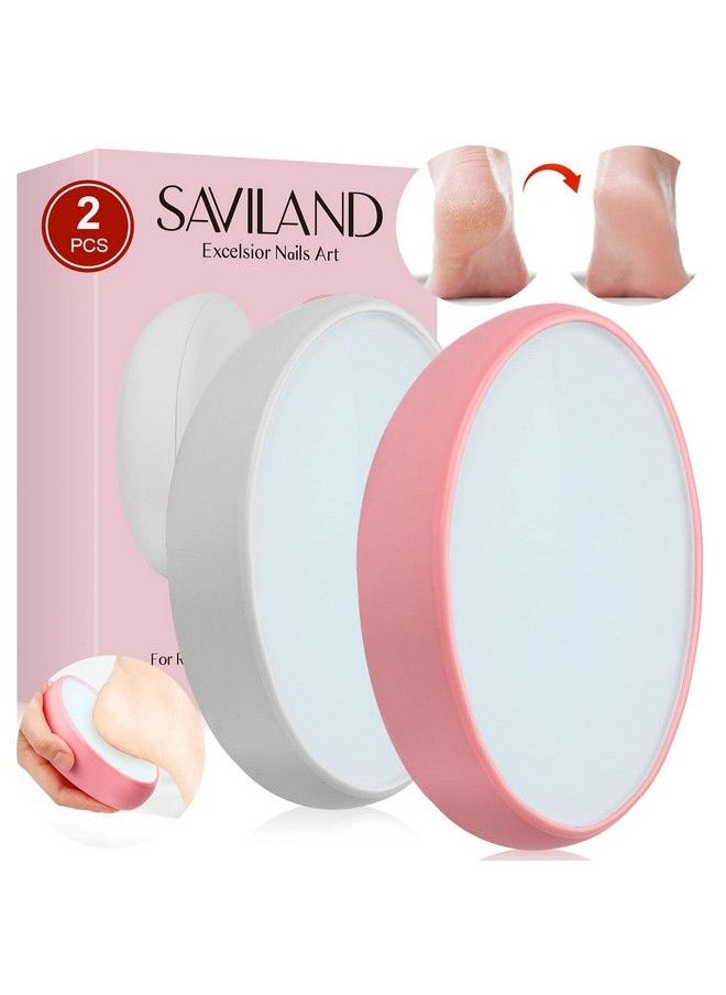 Saviland Foot File  2Pcs Glass Foot File Foot Scrubber Callus Remover For Feet Smooth & Soft & Convenient Shower Foot Scrubber Dead Skin Callus Remover Remover Pedicure Kit Foot Spa (Pink & White)  - Image 1
