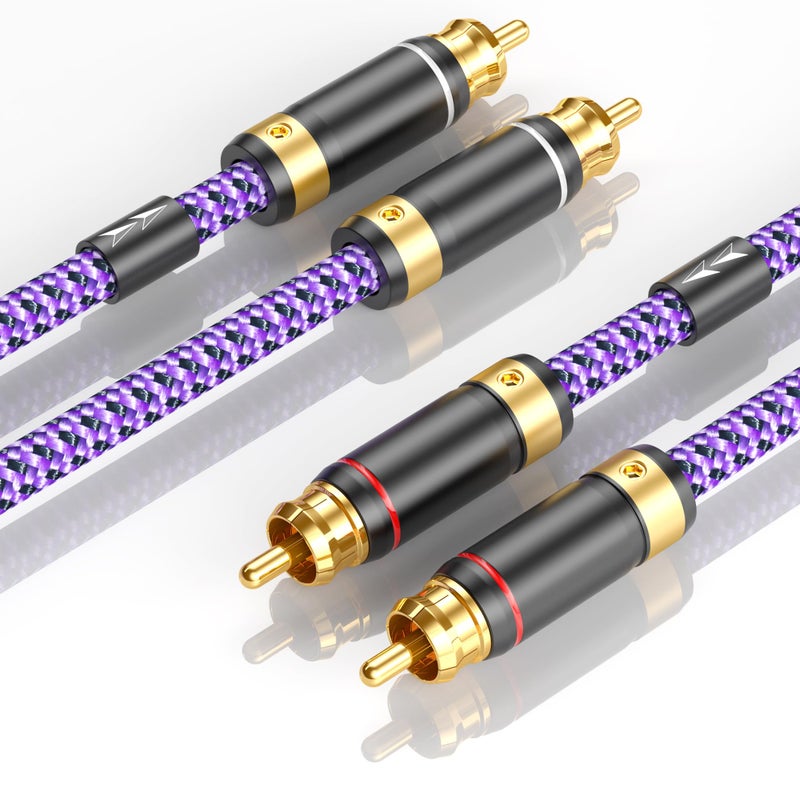 Primeda Auidophile 2 RCA Male to 2 RCA Male Stereo Audio Cable Gold Plated | HiFi System Interconnect Cable Purple (1.6FT/0.5M) - Image 3