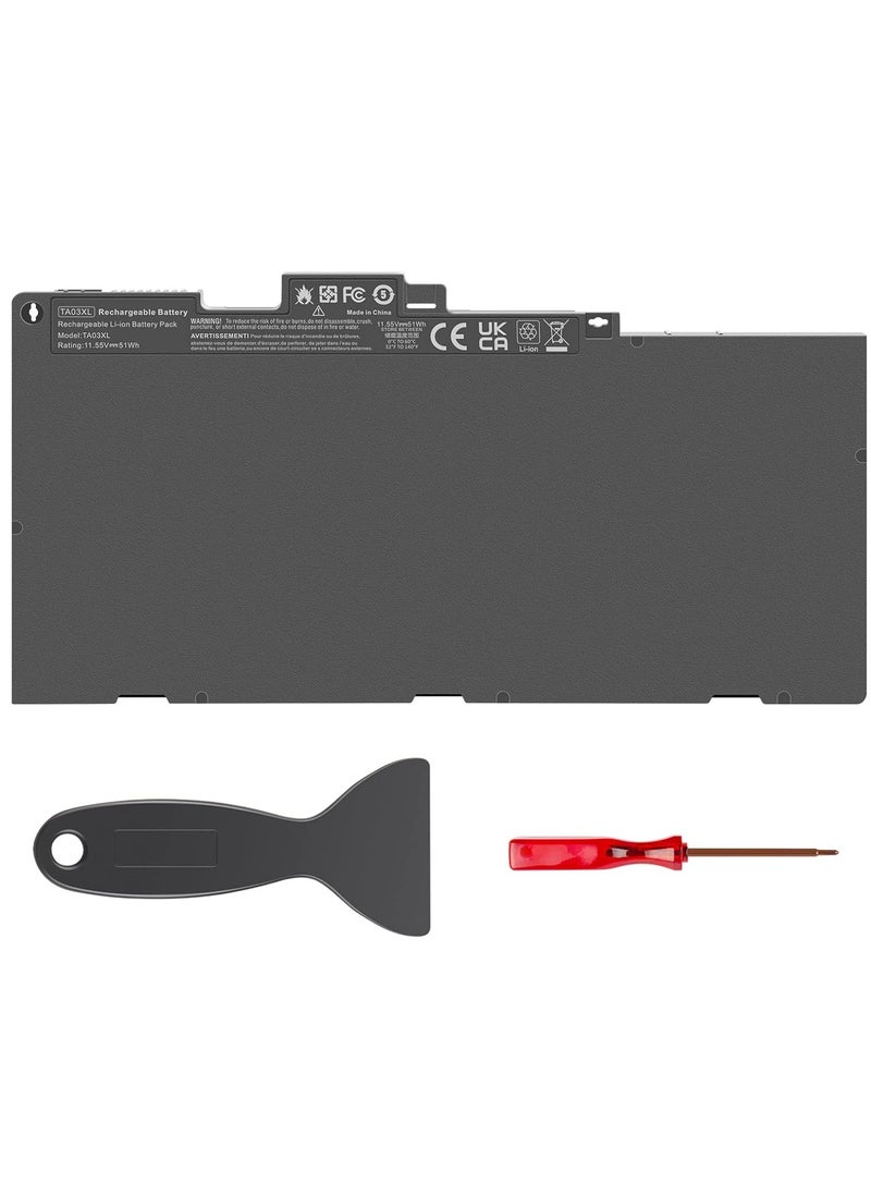 Generic 3-Cell 11.55V/51Wh Lithium Ion Battery with Phillips Screwdriver and Crowbar from LabTech for HP TA03XL Laptop and HP EliteBook 745 G3 755 G4 840 G2 G4 850 G3 G4 Series TA03051XL 854047-1C1 854047-271  - Image 1