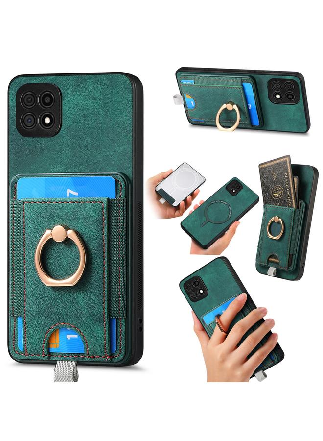 اس-توب جراب هاتف جلدي بتصميم ريترو قابل للفصل مع حقيبة بطاقات مغناطيسية لهاتف OPPO A53 2020 - Image 1