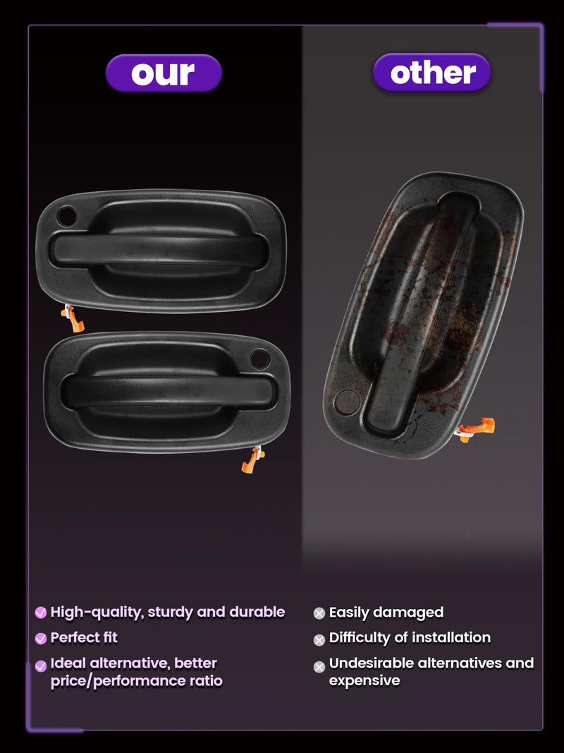 Pnkauto 2026 New Upgrade Front Left & Right Exterior Door Handles Set with Key Hole, Compatible with 1999-2007 Chevy Silverado Suburban Tahoe Avalanche GMC Sierra Yukon Escalade, Replaces# 15034985, 15034986 - Image 4