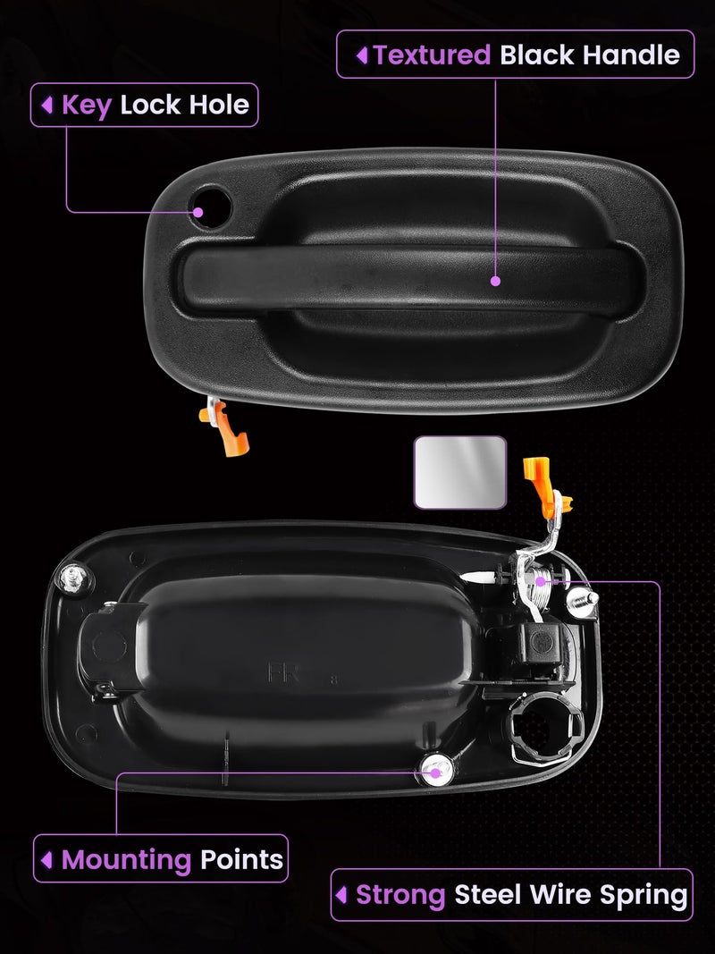 Pnkauto 2026 New Upgrade Front Left & Right Exterior Door Handles Set with Key Hole, Compatible with 1999-2007 Chevy Silverado Suburban Tahoe Avalanche GMC Sierra Yukon Escalade, Replaces# 15034985, 15034986 - Image 5