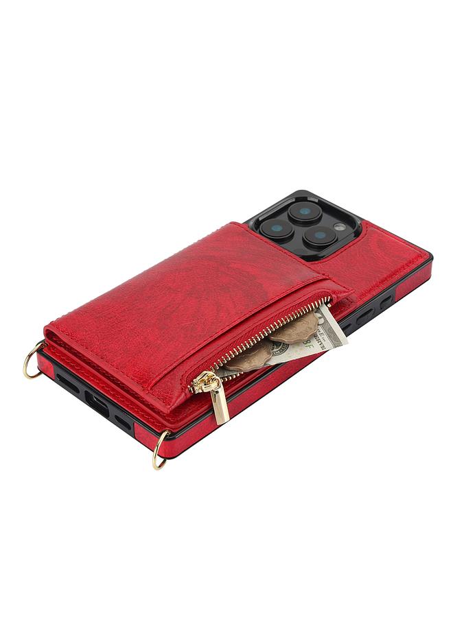 S-TOP Case For iPhone 16 Pro Square Zipper Wallet Bag TPU+PU Back Cover Case - Image 4