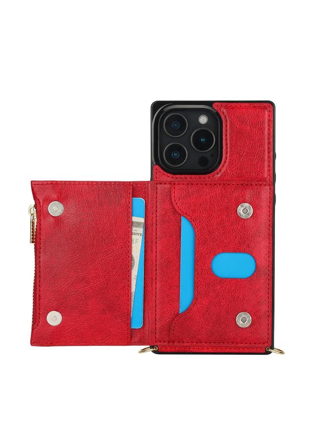 S-TOP Case For iPhone 16 Pro Square Zipper Wallet Bag TPU+PU Back Cover Case - Image 2