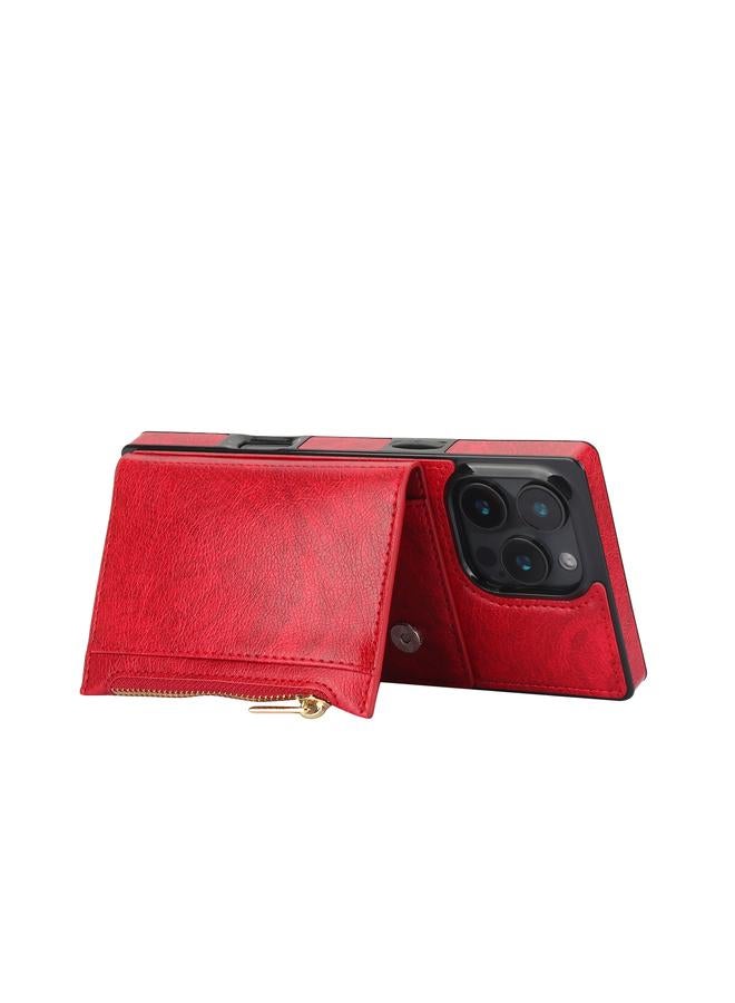 S-TOP Case For iPhone 16 Pro Square Zipper Wallet Bag TPU+PU Back Cover Case - Image 3