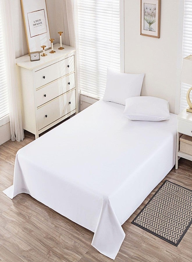 HMACOLOR BEDDING King Size Flat Sheet Only, Soft 300 Thread Count 100% Cotton Flat Sheets, Cool & Breathable Bed Sheets, Top Sheet, Flat Sheet Only, Single Flat Sheets Only (King, White) - Image 1