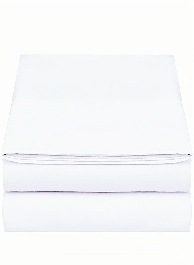 HMACOLOR BEDDING King Size Flat Sheet Only, Soft 300 Thread Count 100% Cotton Flat Sheets, Cool & Breathable Bed Sheets, Top Sheet, Flat Sheet Only, Single Flat Sheets Only (King, White) - Image 2