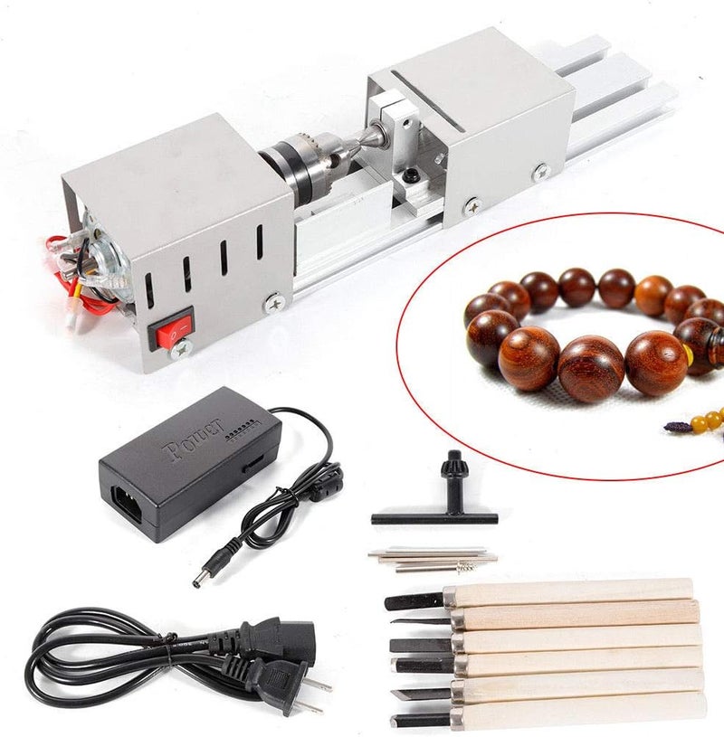 BACHIN Mini Lathe Wood Lathe Machine Diy Machining for Table Woodworking Wood DIY Tool Lathe Grinding Wood , 2.76 x 6.3inch, 12-24V 96W，7 Speeds - Image 1