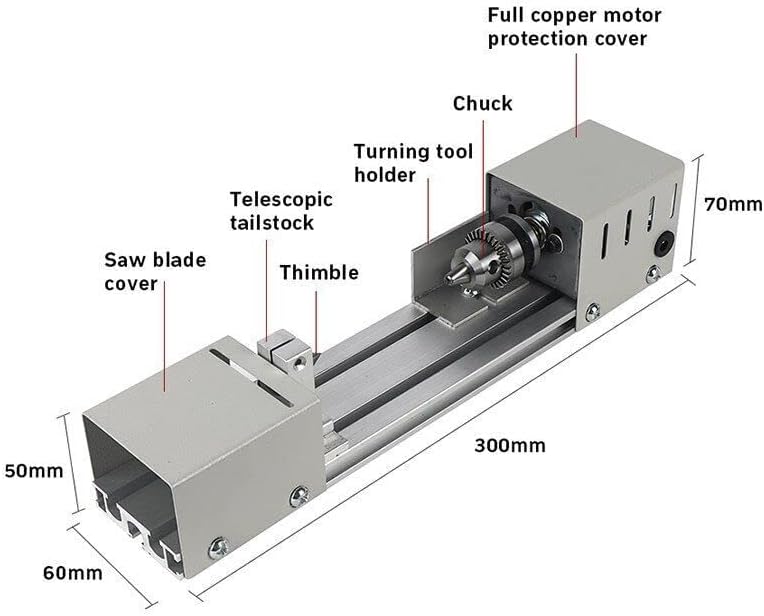 BACHIN Mini Lathe Wood Lathe Machine Diy Machining for Table Woodworking Wood DIY Tool Lathe Grinding Wood , 2.76 x 6.3inch, 12-24V 96W，7 Speeds - Image 3