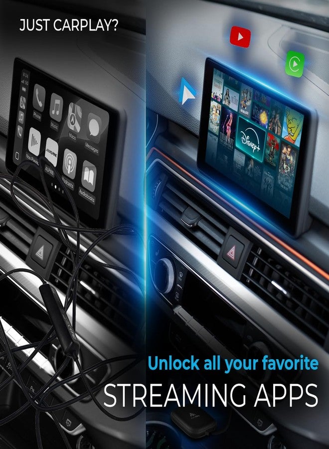 AutoSky محول AUTOSKY AI Box Lite Flex اللاسلكي لـ CarPlay و Android Auto مع تطبيقات بث قابلة للتحديد (Netflix و Hulu و Disney+ و Prime Video وغيرها) - التوصيل والتشغيل، يتطلب شاشة لمس - Image 3