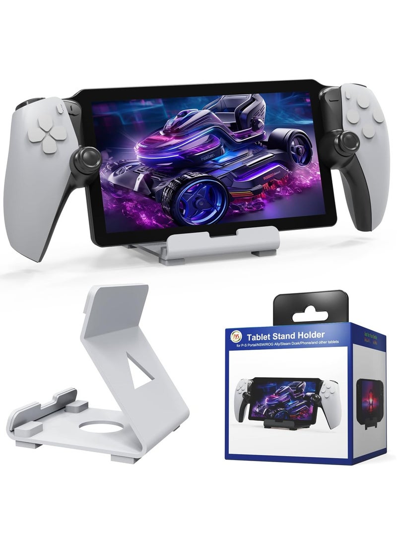 Metal Stand designed for PlayStation Portal,Super Sturdy Gaming Accessories Holder Stand Compatible with Switch,PS Handheld Console and Mobile Phones (White)