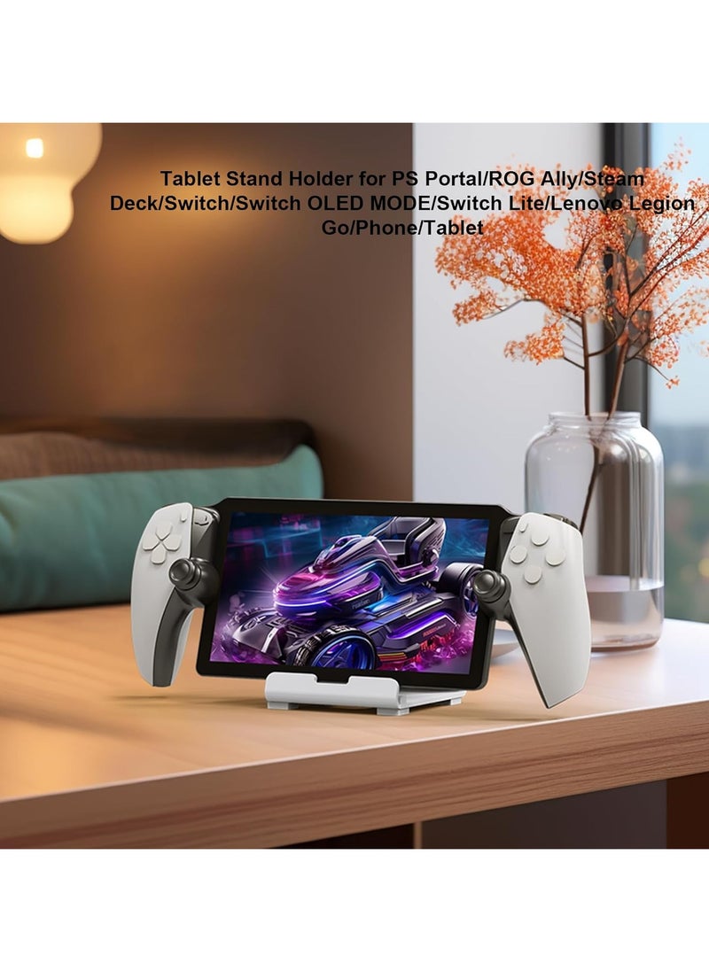 Metal Stand designed for PlayStation Portal,Super Sturdy Gaming Accessories Holder Stand Compatible with Switch,PS Handheld Console and Mobile Phones (White)