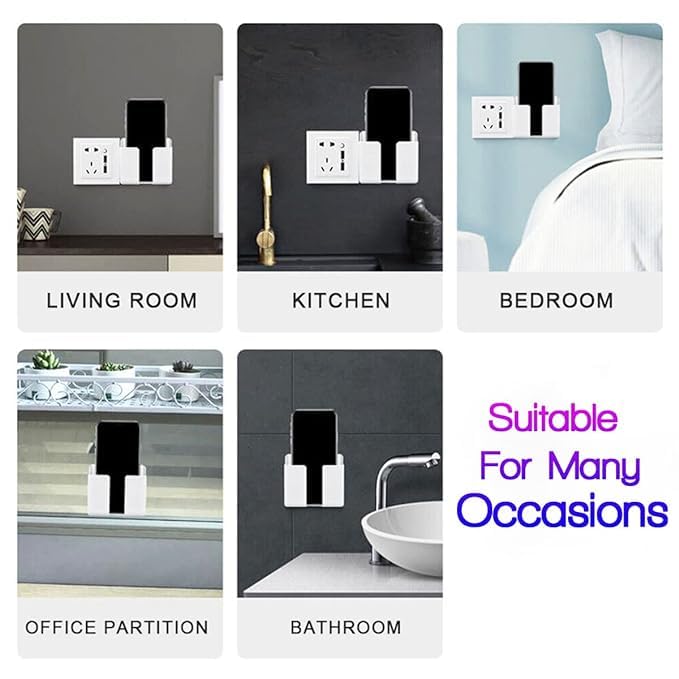 WALLVIEW TECH Wall Mounted Mobile Holder Storage Case for Remote Wall Mounted Mobile Stand/Multi Purpose Stand with Hole for Phone Charging - Pack of 5 (White) - Image 3