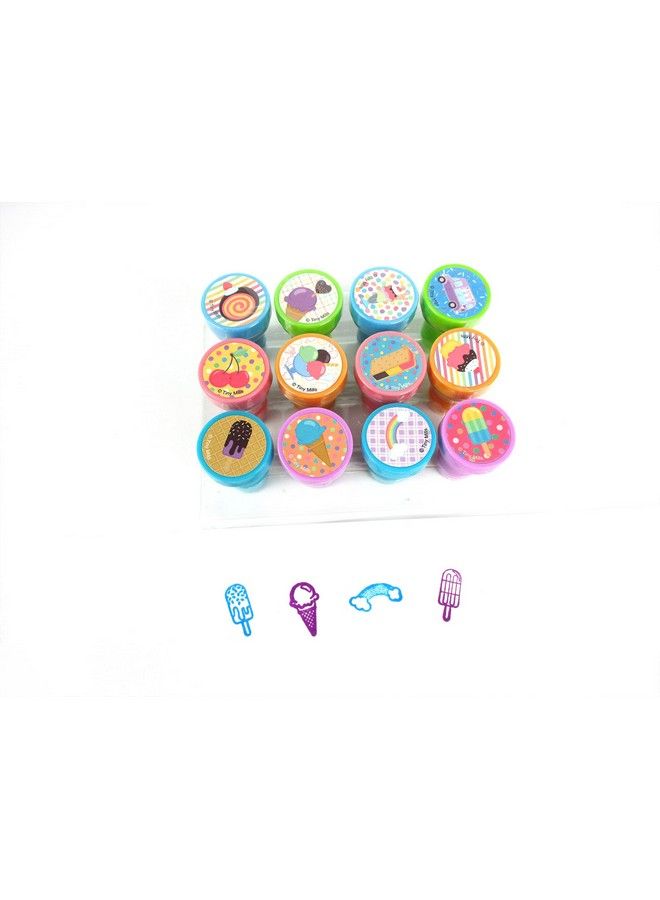TINYMILLS 12 Pcs Ice Cream Stamp Kit For Kids Self Inking Stamps Gift Baby Shower Summer Party Favors - Image 2