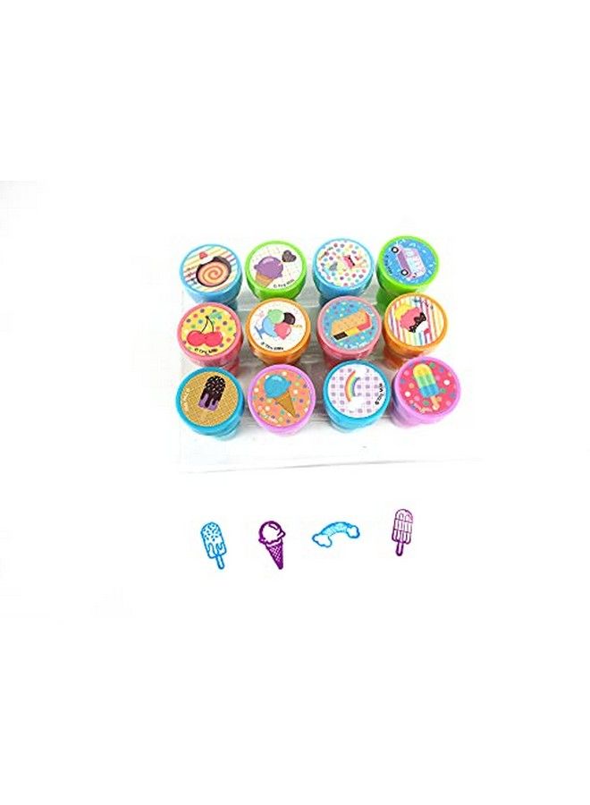 TINYMILLS 12 Pcs Ice Cream Stamp Kit For Kids Self Inking Stamps Gift Baby Shower Summer Party Favors - Image 1