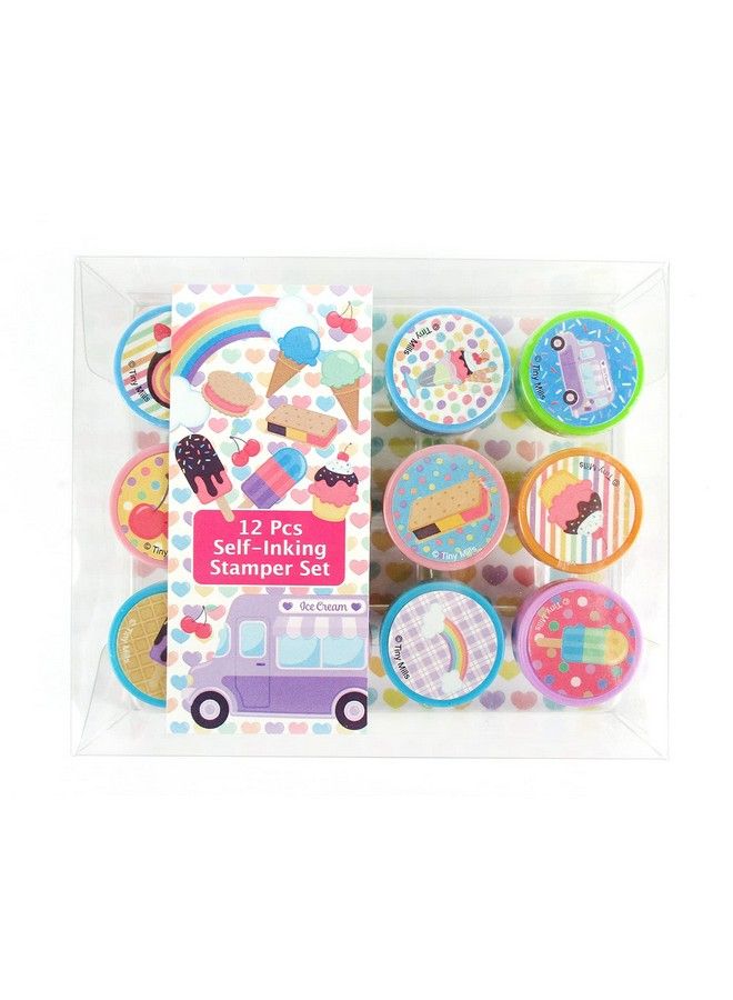 TINYMILLS 12 Pcs Ice Cream Stamp Kit For Kids Self Inking Stamps Gift Baby Shower Summer Party Favors - Image 3