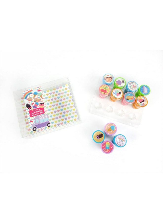 TINYMILLS 12 Pcs Ice Cream Stamp Kit For Kids Self Inking Stamps Gift Baby Shower Summer Party Favors - Image 4