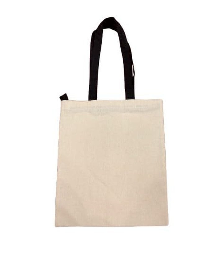 VARA Canvas Tote Bag with Double Handles, Natural Beige, Reusable Shopping Bag (Pack of 1) - Image 1
